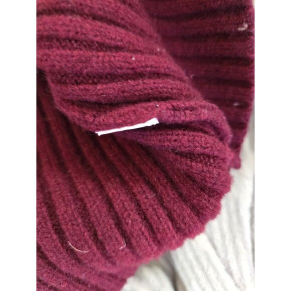 L.L. Bean Vintage Burgundy Ribbed Sweater Suede Patches 100% Merino Lambs Wool - Picture 7 of 7